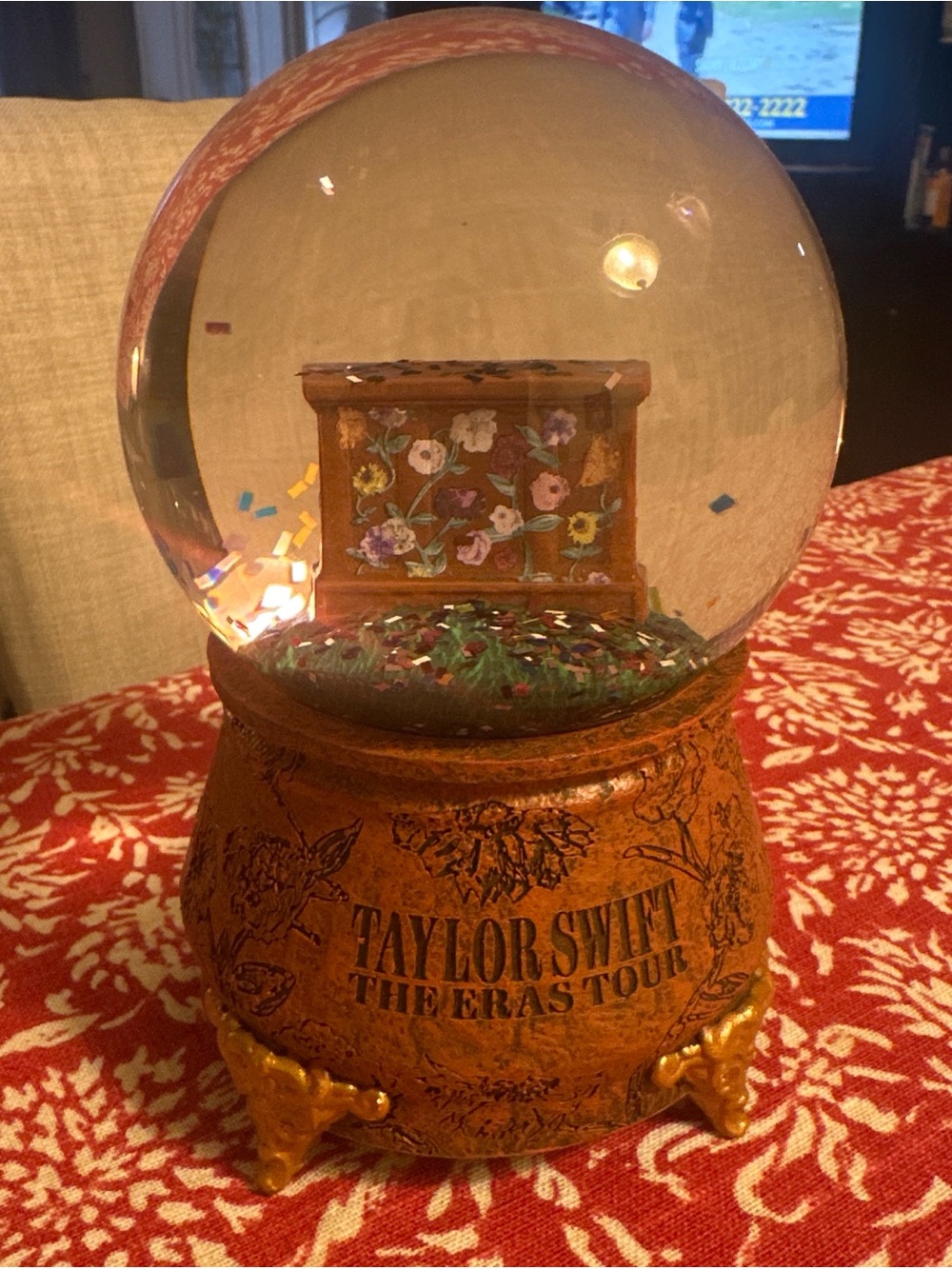 Taylor Swift Gold and Brown Eras Tour Decorative Snow Globe